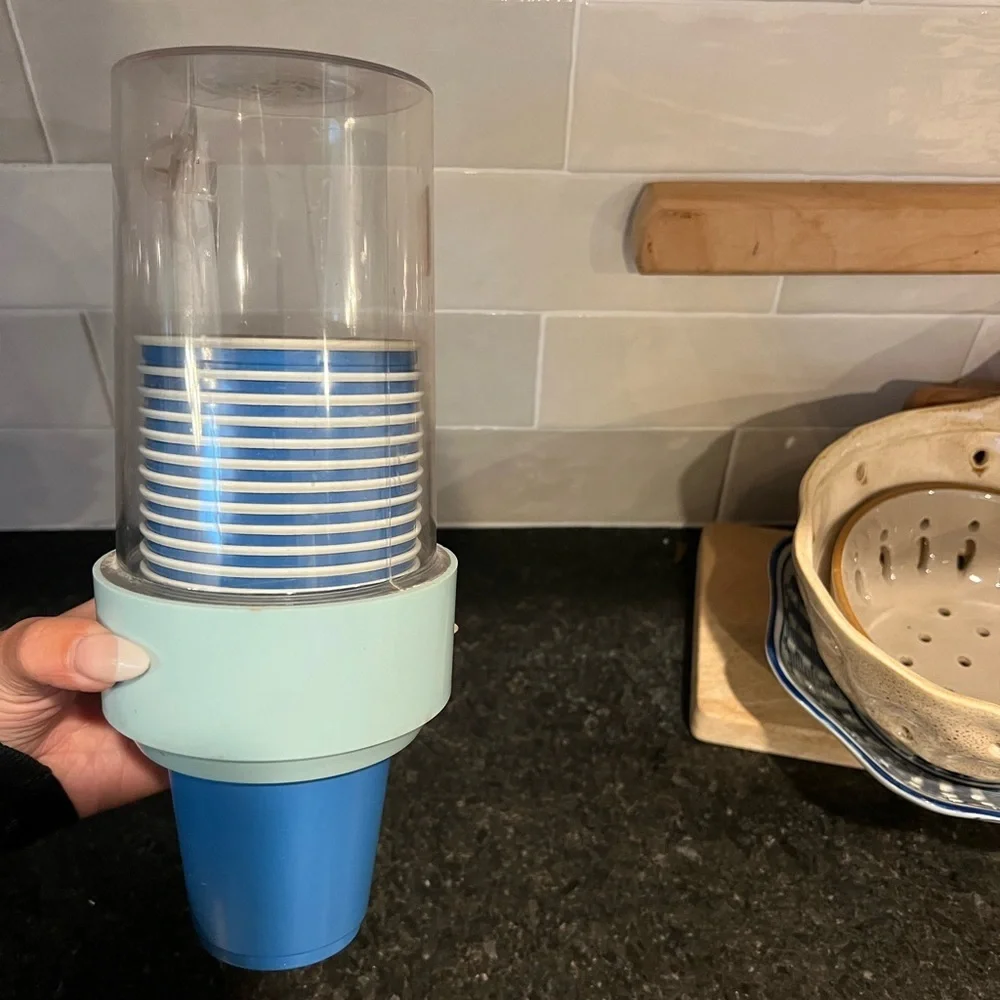 Vintage 1950’s Safe Solo Cup Bathroom Dispenser Baby Blue Wall Mount